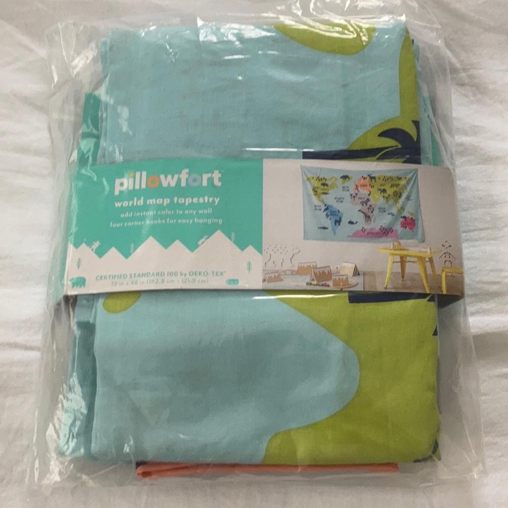 Pillowfort world map tapestry
